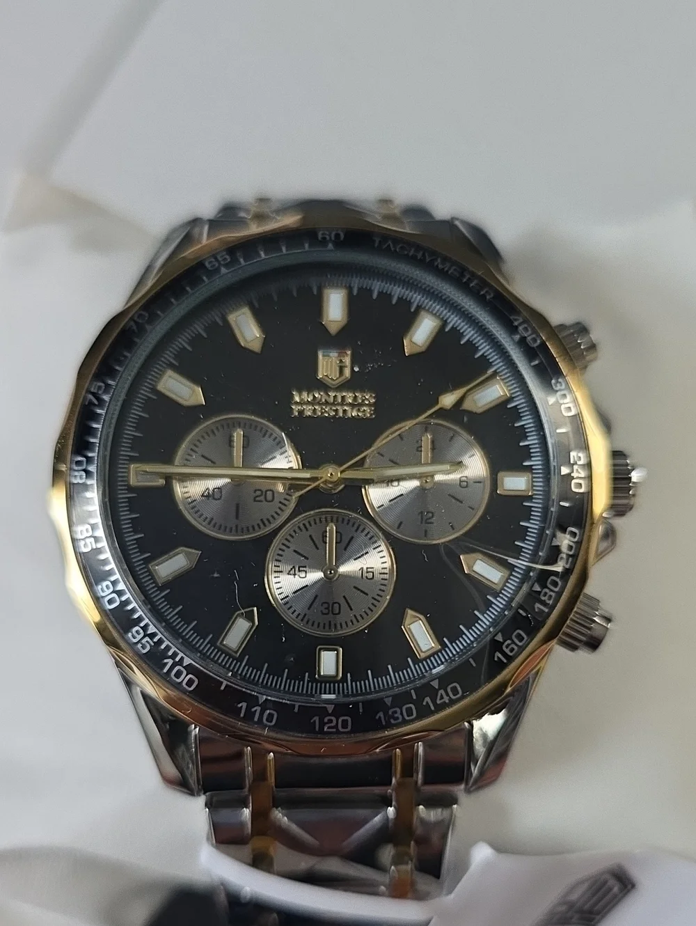 362 Invicta Montres Prestige Mens MPW-0347 44.5mm Stainless Two-Toned Black Face